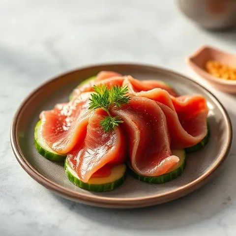 Japanese Tuna Tataki on Cucumber Slices