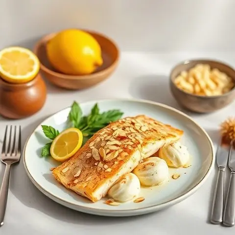 Baked Trout Almondine with Lemon