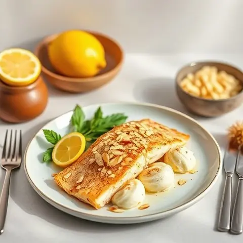 Baked Trout Almondine with Lemon