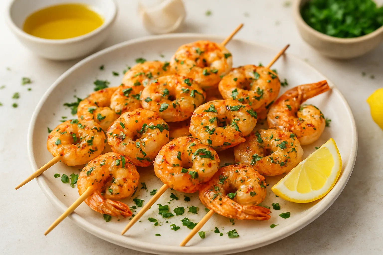 Garlic Shrimp Skewers with Mediterranean Herbs