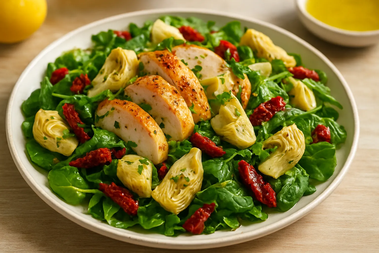 Roasted Chicken and Artichoke Salad with Sun-Dried Tomatoes