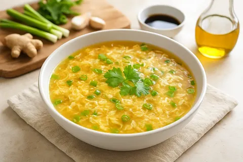 Nutritious Bone Broth Egg Drop Soup with Scallions