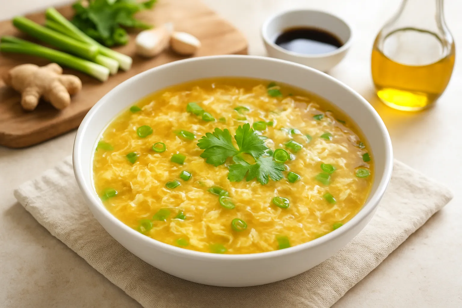 Nutritious Bone Broth Egg Drop Soup with Scallions