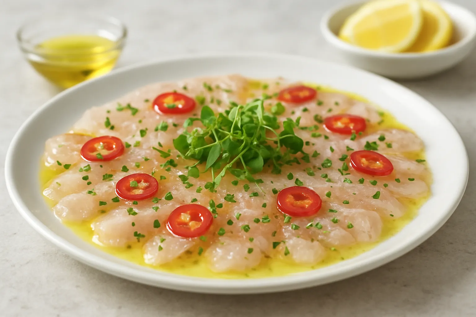 Japanese Sea Bream Carpaccio with Yuzu and Chili