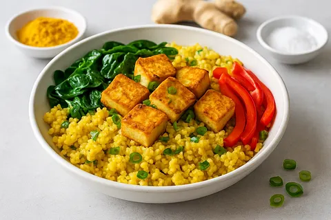 Turmeric-Cauliflower Rice Bowl with Tofu