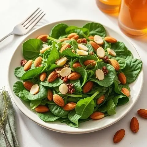 Shredded Spinach, Apple Cider Vinegar & Almond Salad