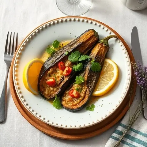 Lemon-Tahini Roasted Eggplant