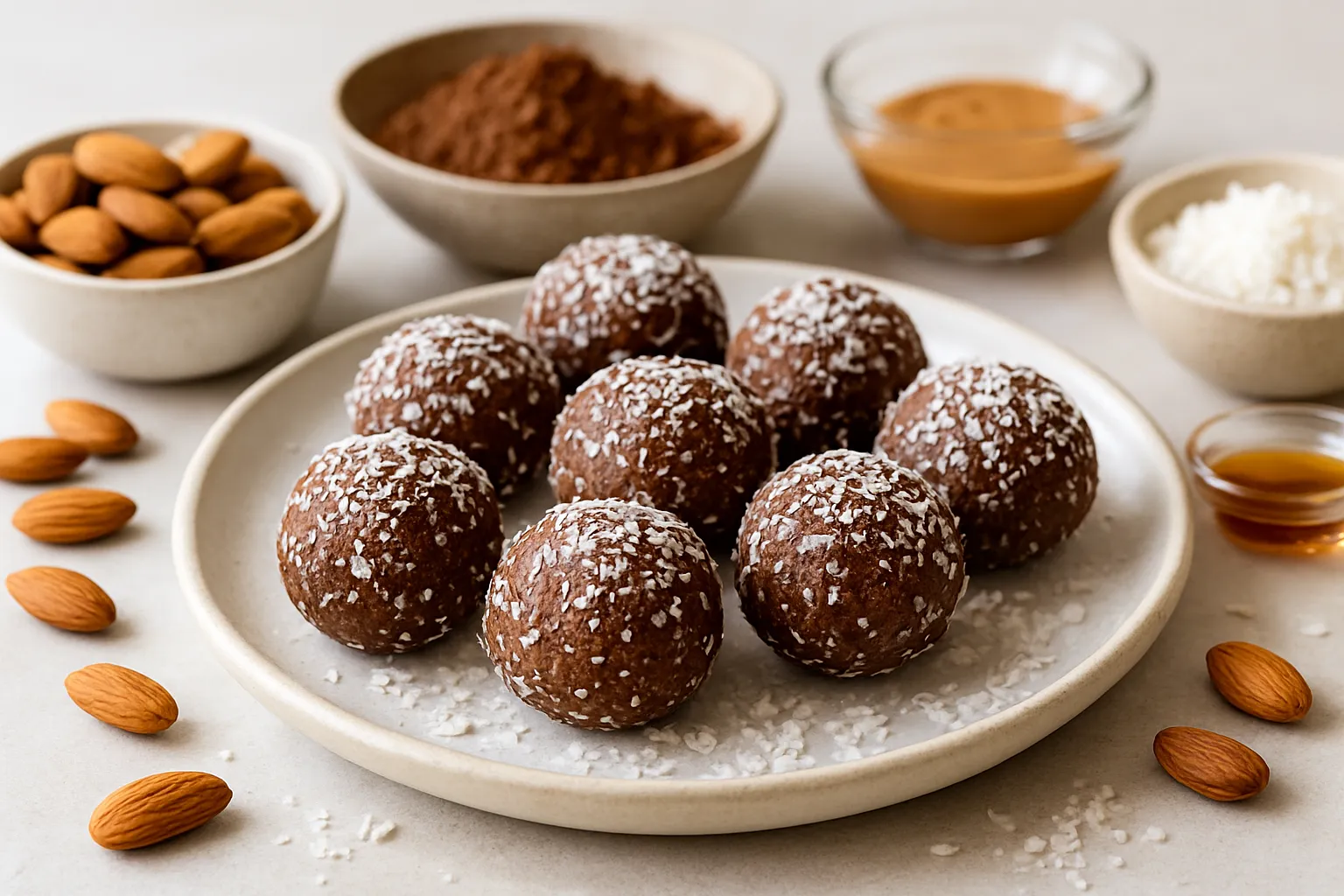 Almond-Cacao Protein Bites (No Sugar)