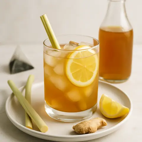 Revitalizing Black Tea & Lemongrass Kombucha Mocktail