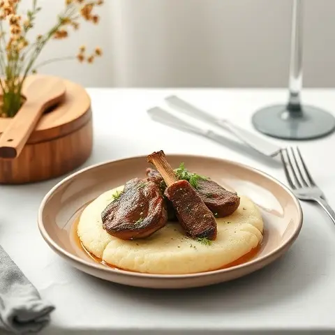 Saffron-Coriander Lamb Medallions with Cauliflower Purée