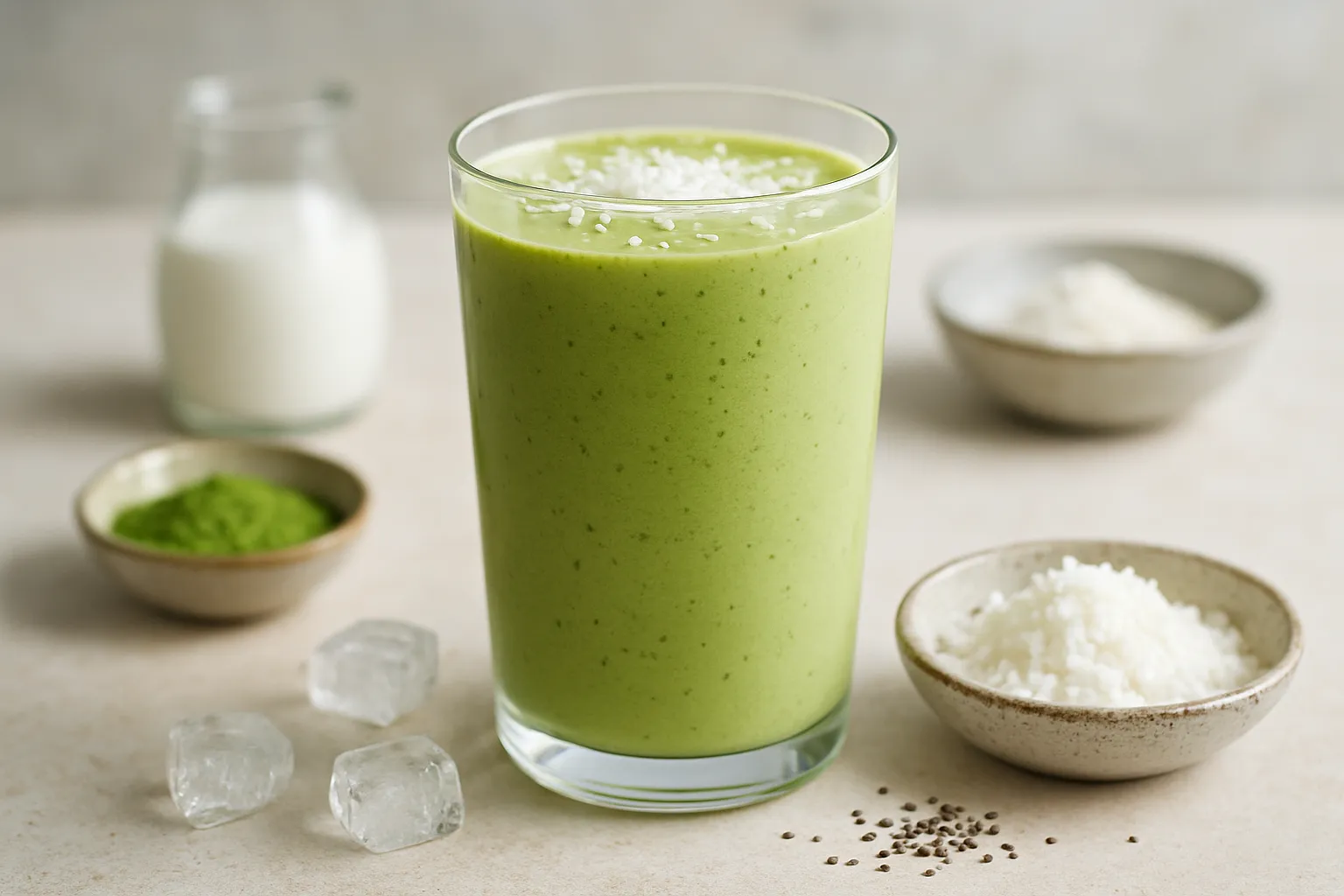Coconut-Matcha Collagen Shake (No Sugar)