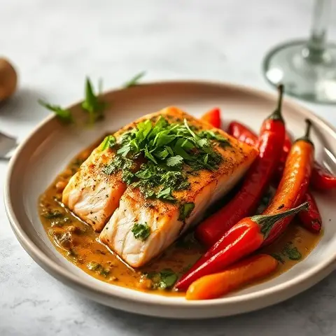 Chimichurri Salmon with Charred Peppers