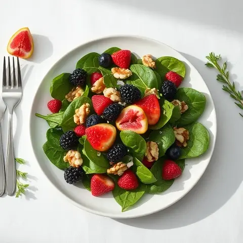 Spinach-Berry Walnut Salad with Lemon-Mustard Vinaigrette