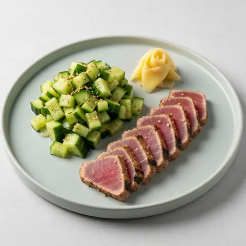 Tuna Tataki with Cucumber Sunomono