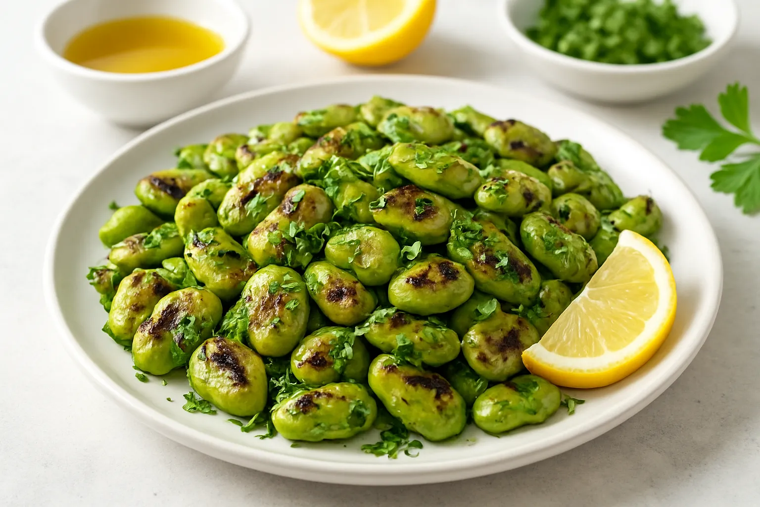 Lemon-Herb Grilled Broad Beans