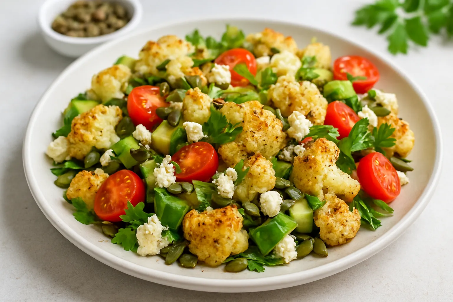Roasted Cauliflower, Pumpkin Seed & Feta Salad