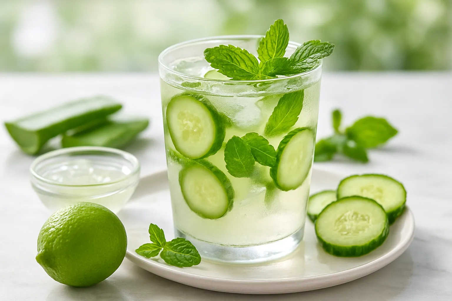 Refreshing Cucumber-Mint Aloe Water
