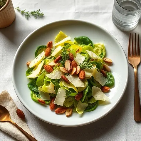Shaved Brussels Sprout, Parmesan & Almond Salad