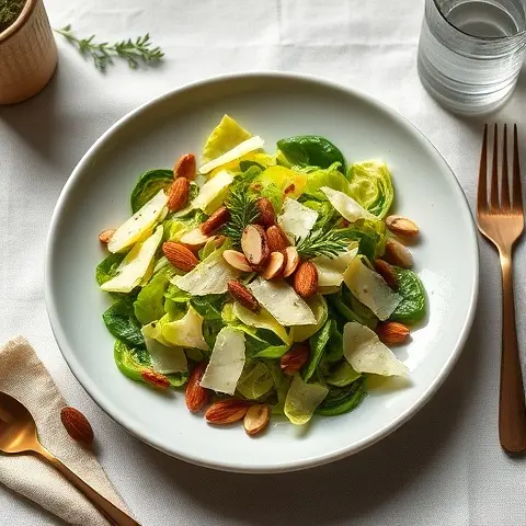 Shaved Brussels Sprout, Parmesan & Almond Salad