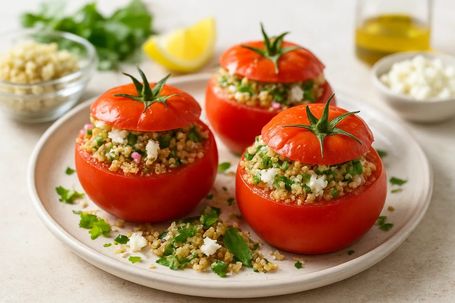 Mediterranean Quinoa-Stuffed Tomatoes