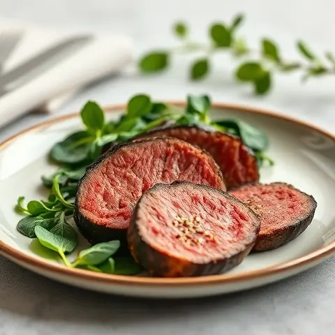 Rosemary Garlic Beef Tenderloin with Sautéed Spinach