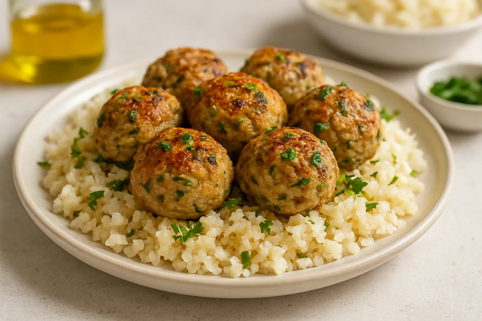 Turkey & Zucchini Meatballs over Cauliflower Rice