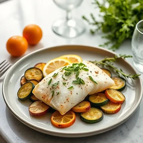 Lemon-Herb Sea Bass with Roasted Zucchini
