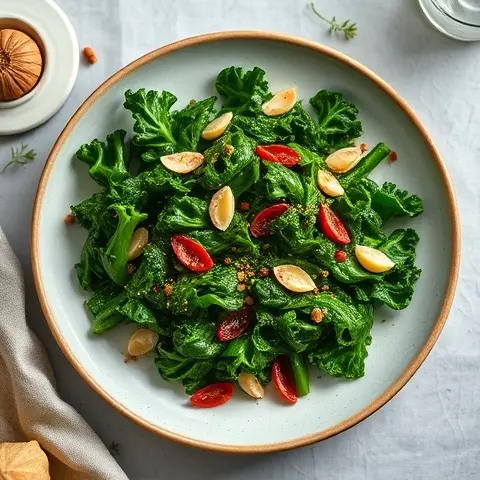 Bone Broth Braised Kale with Garlic and Chili