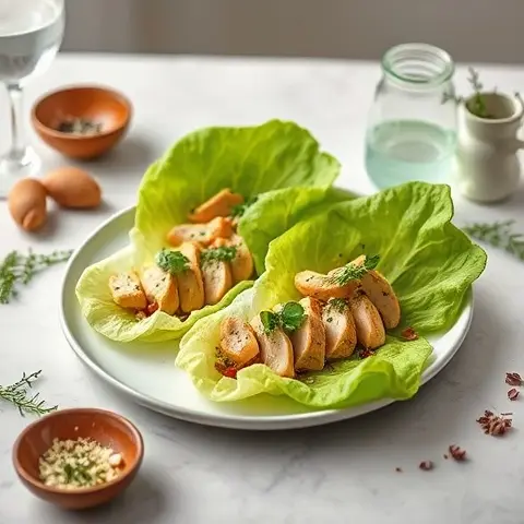 Garlic-Herb Chicken Lettuce Bites
