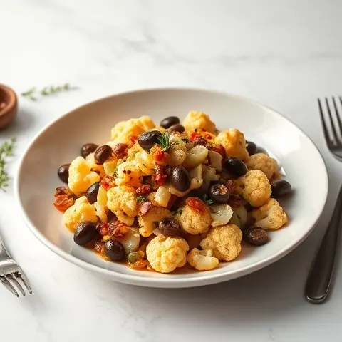Warm Cauliflower and Olive Tapenade Salad