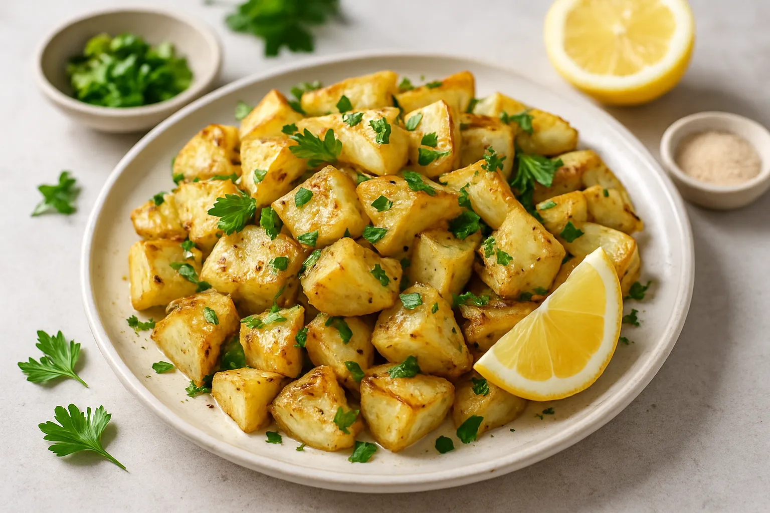 Roasted Kohlrabi with Lemon and Parsley