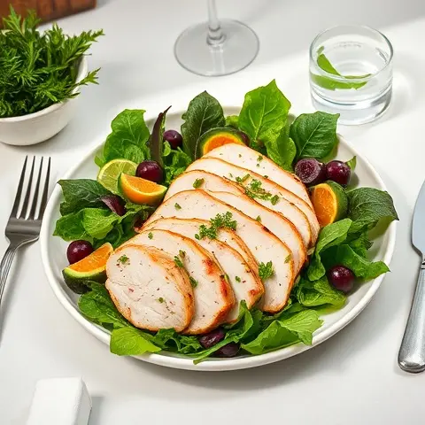 Herb-Roasted Turkey Breast Salad with Mixed Greens