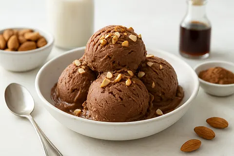 Almond-Cocoa Protein Ice Cream (No Sugar)