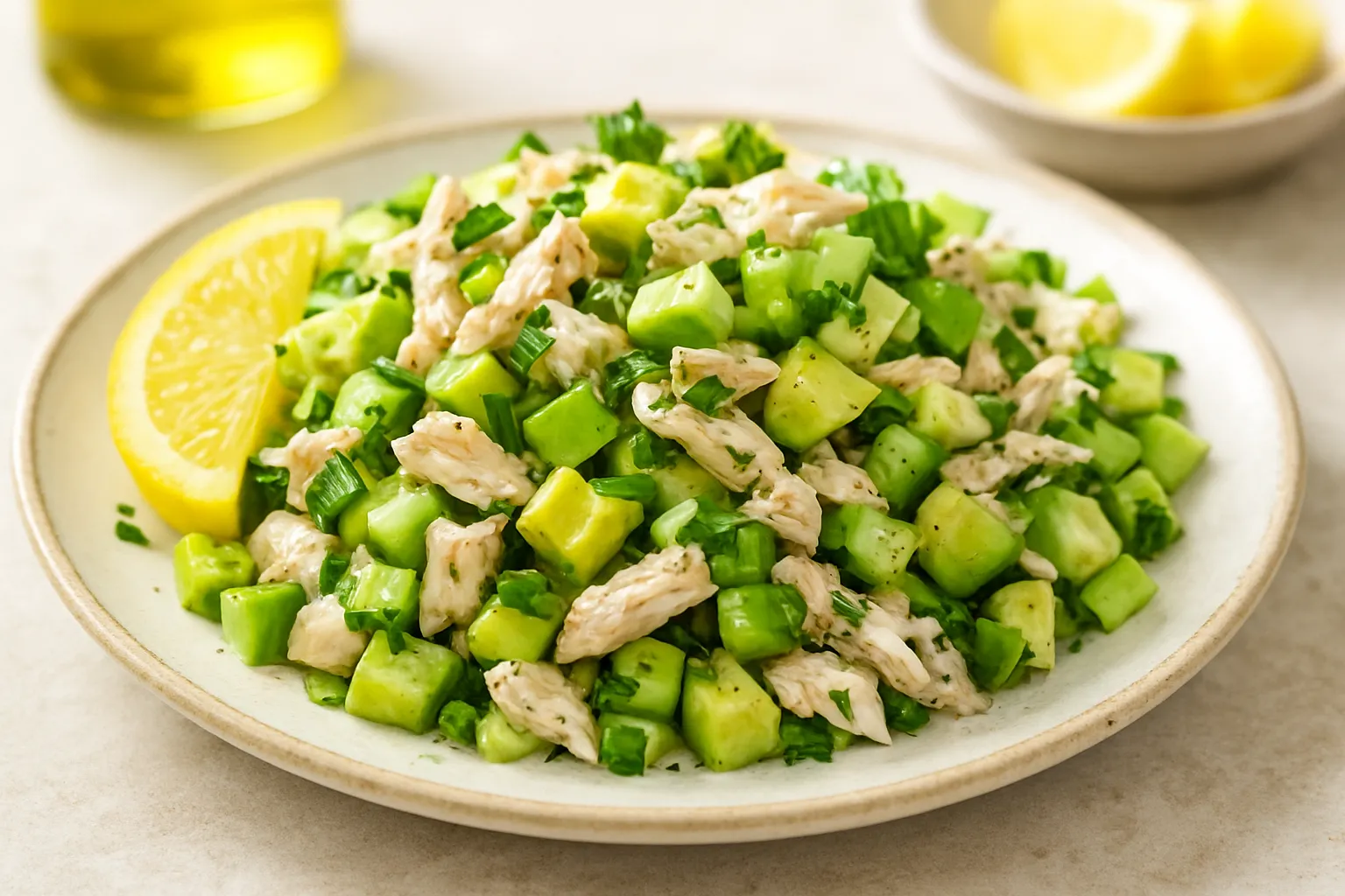 Lemon-Herb Chicken Salad with Celery, Cucumber, and Avocado