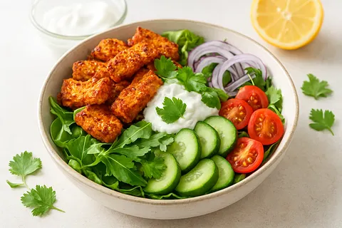 Tempeh Tikka Salad Bowl