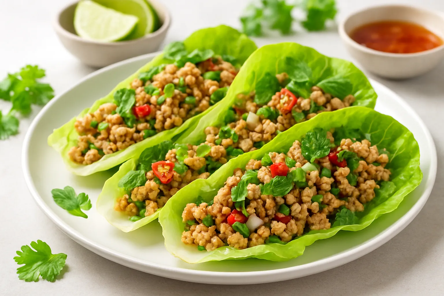 Thai Chicken Larb Lettuce Boats