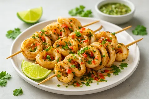Singapore Chili-Lime Calamari Skewers