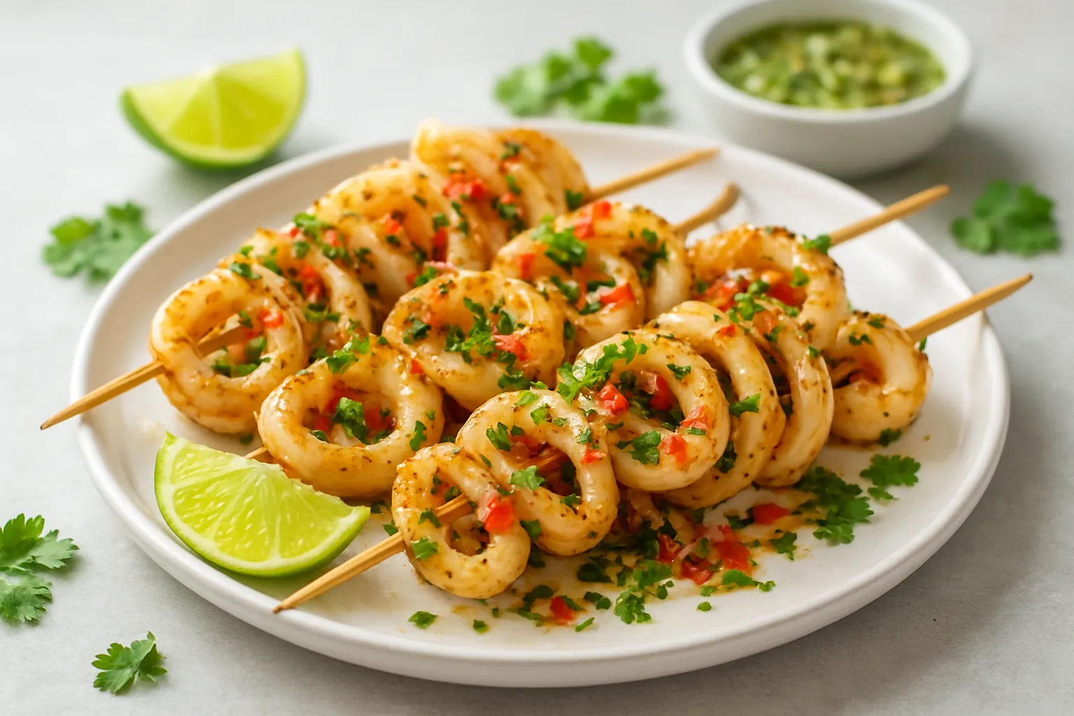 Singapore Chili-Lime Calamari Skewers
