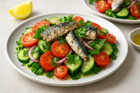 Sardine & Tomato Cucumber Salad with Parsley