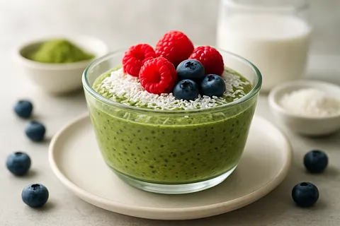 Matcha Coconut Pudding (No Sweetener)