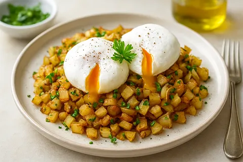 Celeriac and Parsnip Hash with Poached Eggs