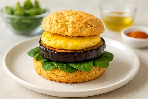 Almond Flour Ham-less Breakfast Slider with Eggplant