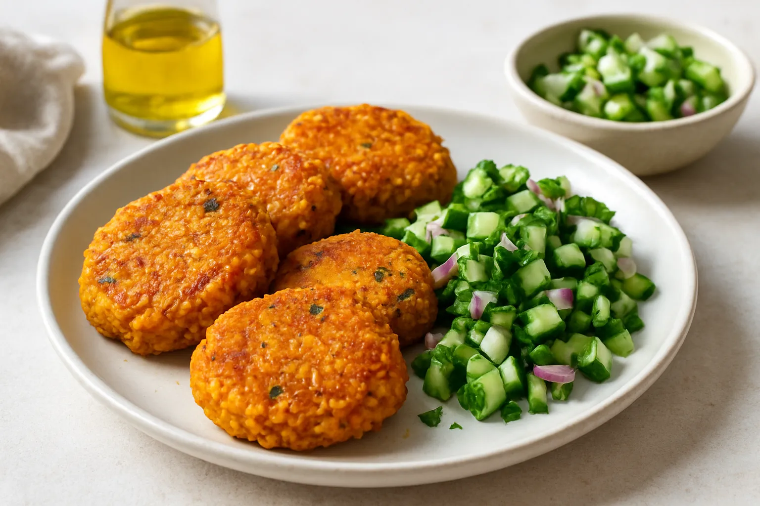 Warm Carrot & Millet Patties with Cucumber Relish