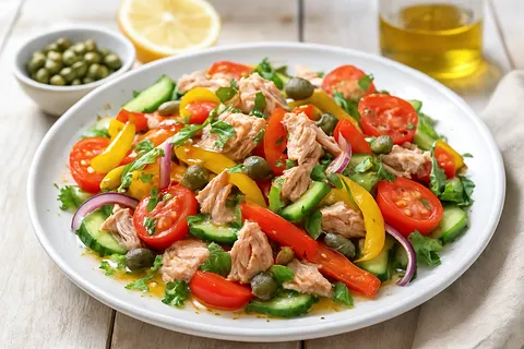Nutritious Tuna-Pickled Pepper Salad with Capers