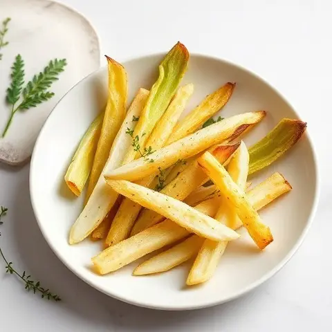 Oven-Roasted Kohlrabi Fries with Herb Dusting