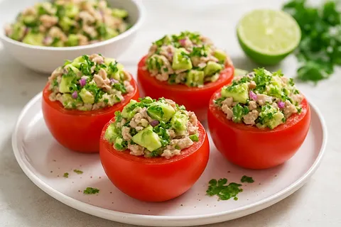 Avocado Tuna Salad-Stuffed Tomatoes