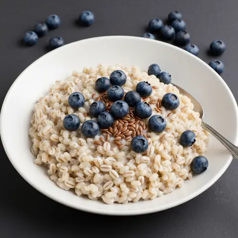 Heart-Healthy Barley Porridge with Blueberries and Ground Flax
